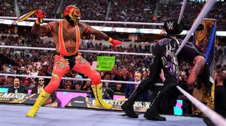 Rey Mysterio spanks son Dominik Mysterio with belt, Bad Bunny interferes in WrestleMania 39: Watch