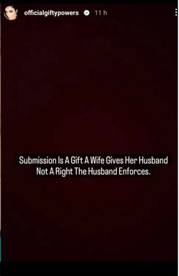 
Submission Is A Gift A Wife Gives Her Husband And Not A Right — Gifty Power 